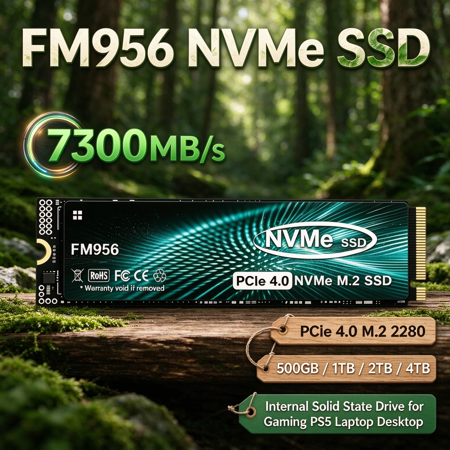 FM956 7300MB/s M.2 NVMe PCIe 4.0 SSD Desktop Laptop PS5 Use Cut Load Times Boost FPS Expand Storage 500GB 1TB 2TB 4TB