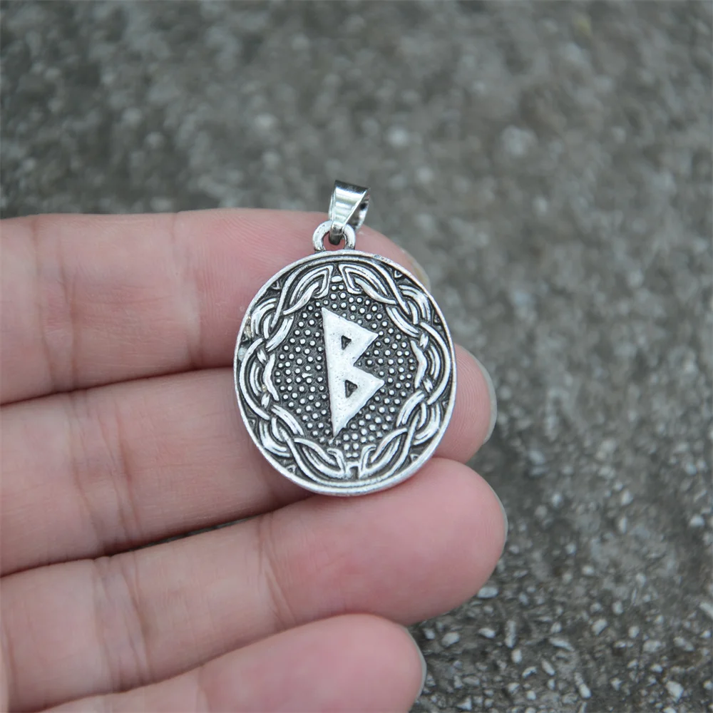 Nordic Elder Futhark Rune Berkana Birth Earth Mother Pendant Viking Raven Amulet Talisman Necklace