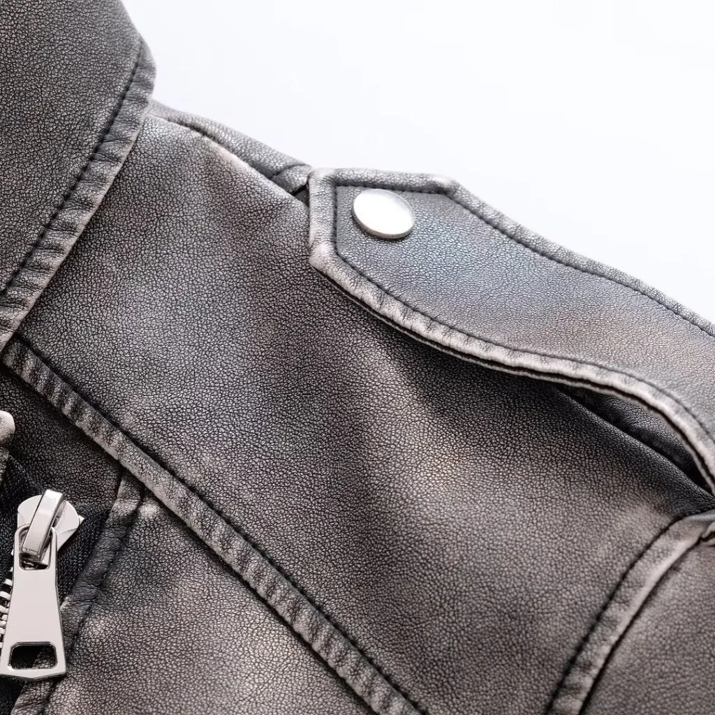 Otoño Invierno chaqueta de cuero PU tendencia de moda de las mujeres estilo callejero abrigos con cremallera oblicua personalidad europea americana