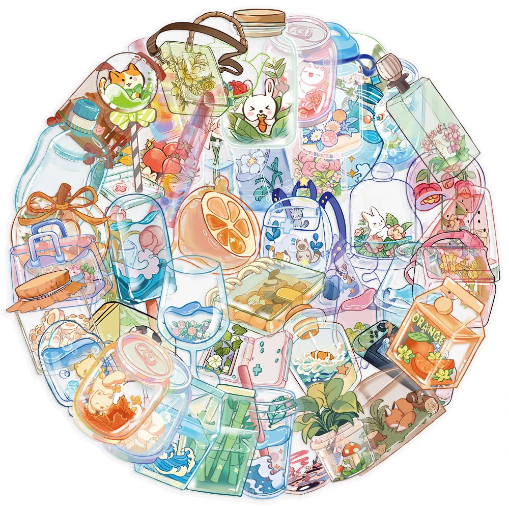 10/30/50pcs Carino Trasparente Tazza di Acqua di Vetro Bevanda Adesivi Decalcomanie Del Telefono Del Computer Portatile Scrapbook Frigo Decorazione Adesivo giocattoli per bambini