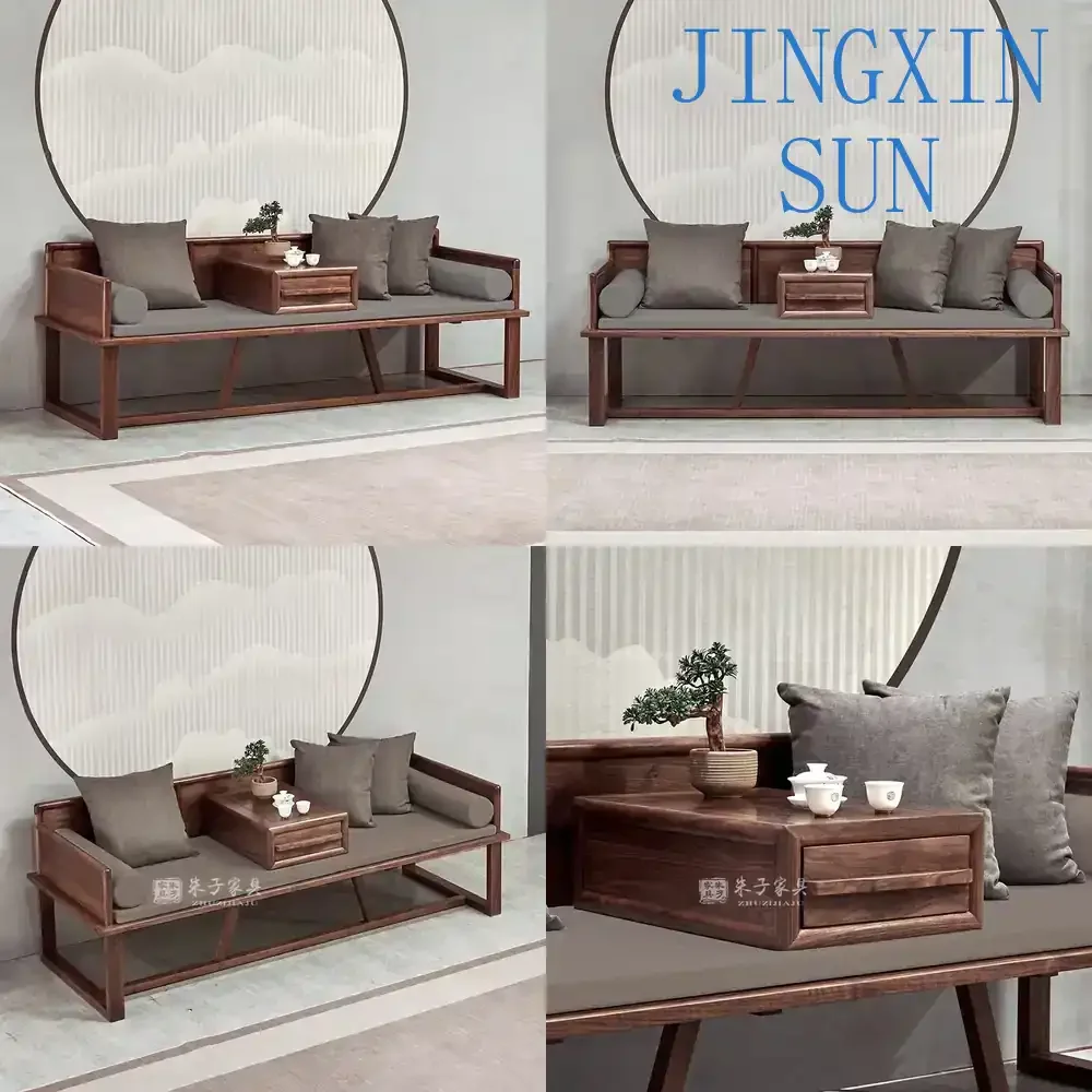 Solid Wood Sofa Couch for Living Room Modern Elm Chaise Longue Couch for Home Decor Furniture Living Room Seating