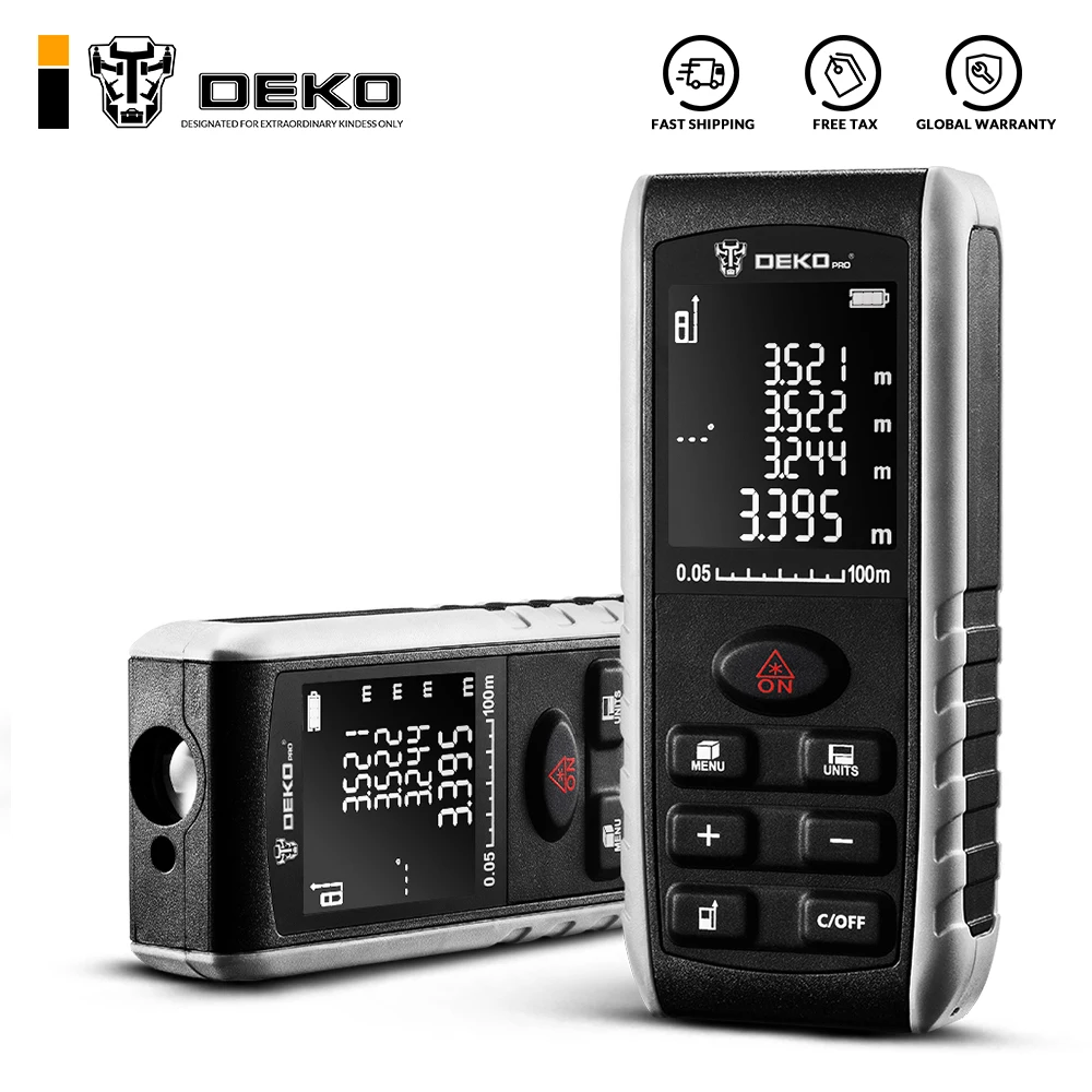 DEKO Handheld Laser Distance Meter Mini Laser Rangefinder Laser Tape Range Finder Diastimeter Measure 40M 60M 80M 100M