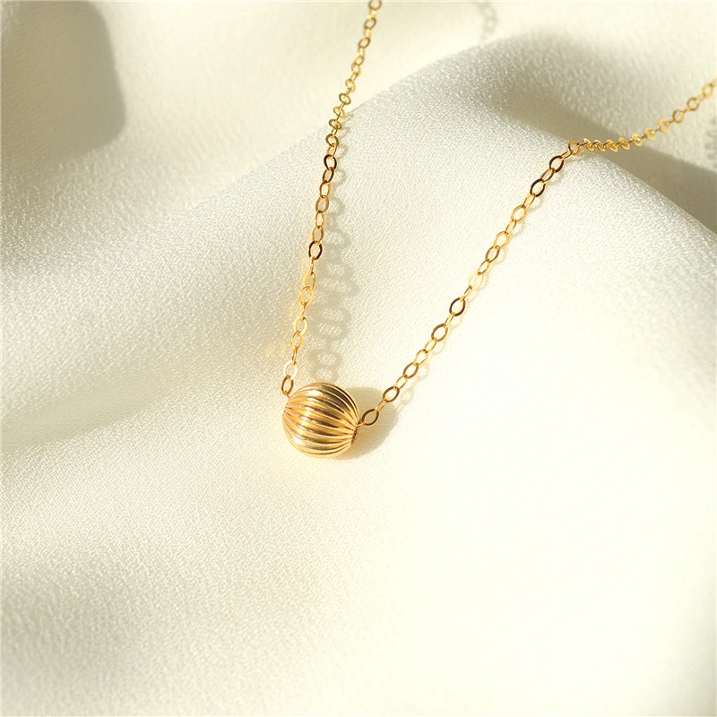 

Ожерелье из тыквенных бусин с позолотой 14 карат, персонализированное изящное колье, минимализм, устойчивое к потускнению ювелирное изделие, ожерелье в стиле бохо для женщин