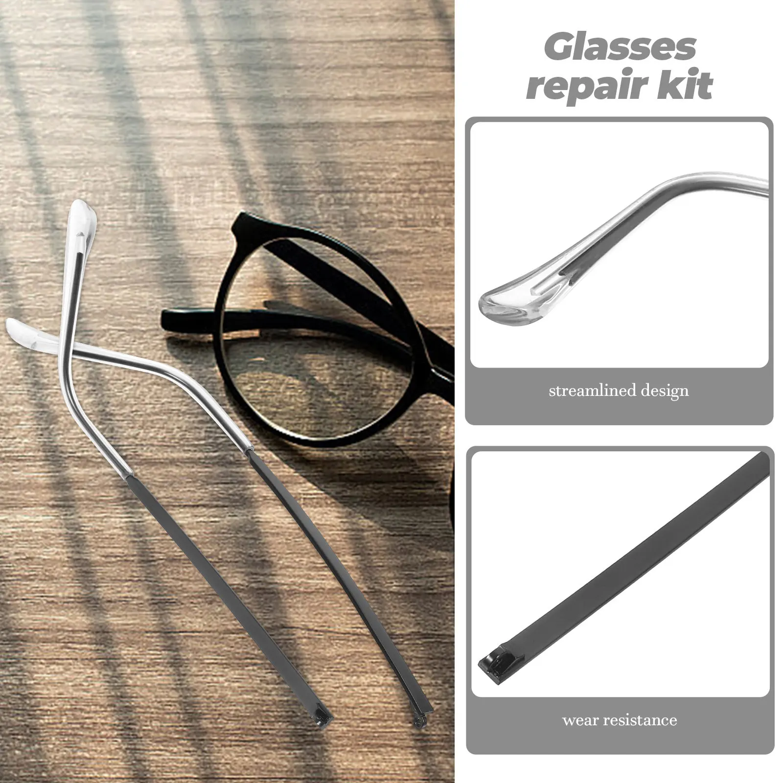 1Pair Eyeglasses Temple Replacement Arms Universal Fit Metal Resin Build Lightweight Comfort Ear Relief Easy Installation Tough