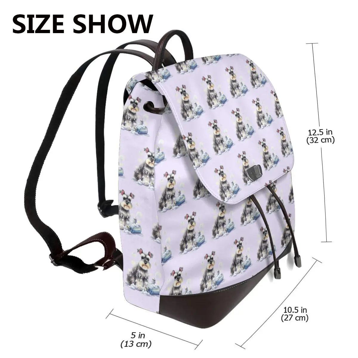 Miniature Schnauzer Bath With Bubbles Bookbag School Student Bags Hiking Travel Daypack for Women Fashion Derma Backpack