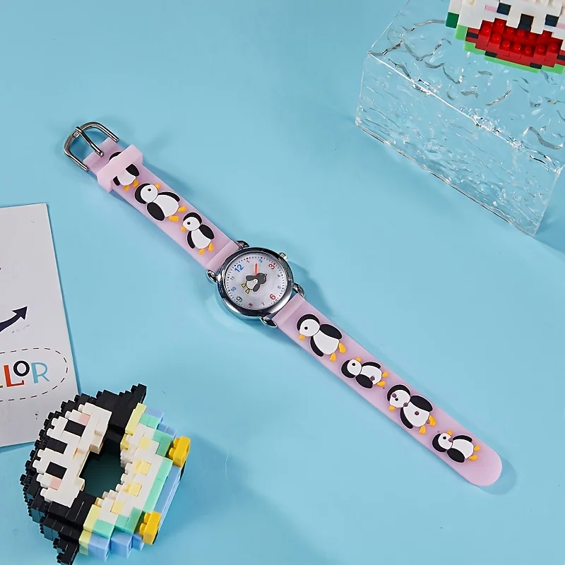 1 قطعة البطريق الصغير أنيمي الكرتون ساعة كوارتز ساعة زوجين ساعة وقت التعلم مشاهدة البطريق الدورية #4