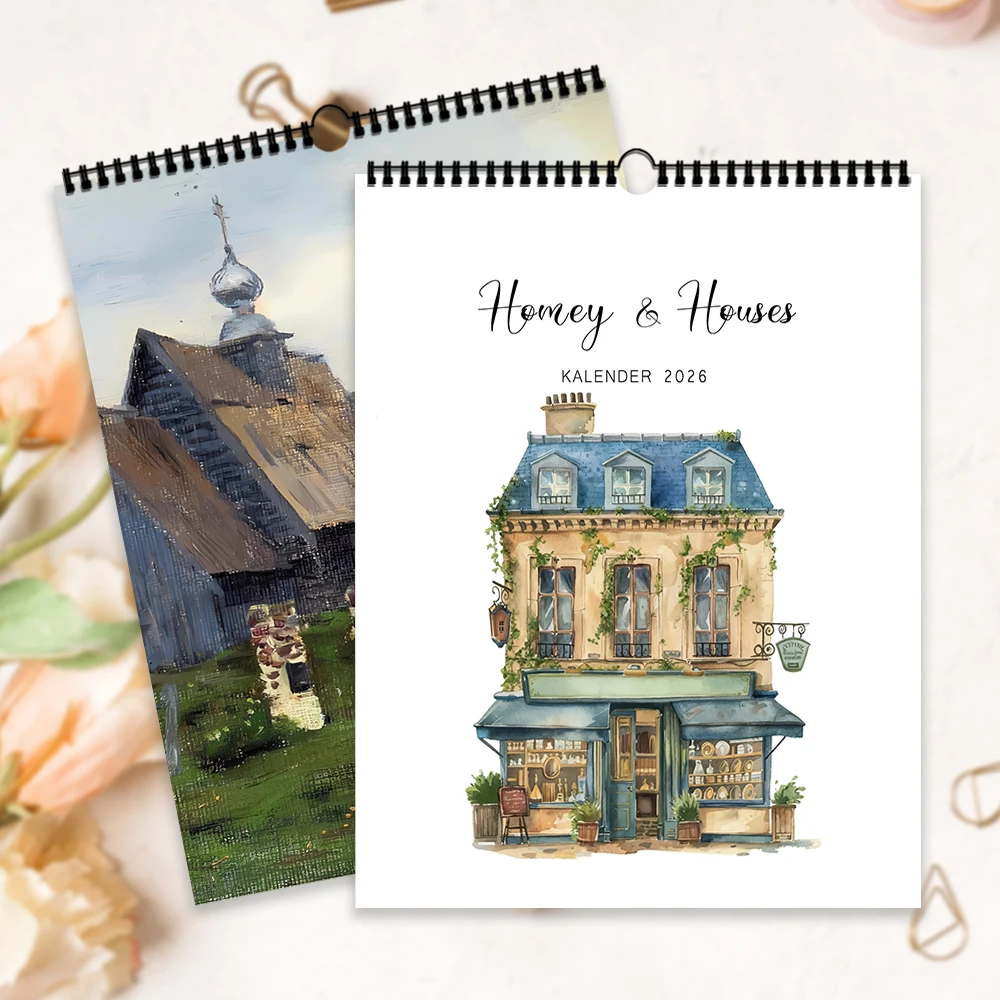 قطعة واحدة من تقويم الحائط 2026، سلسلة شفاء اللوحة الزيتية، 12 تصميمًا جميلًا، هدية مثالية لأعياد الميلاد والكريسماس والعام الجديد #1