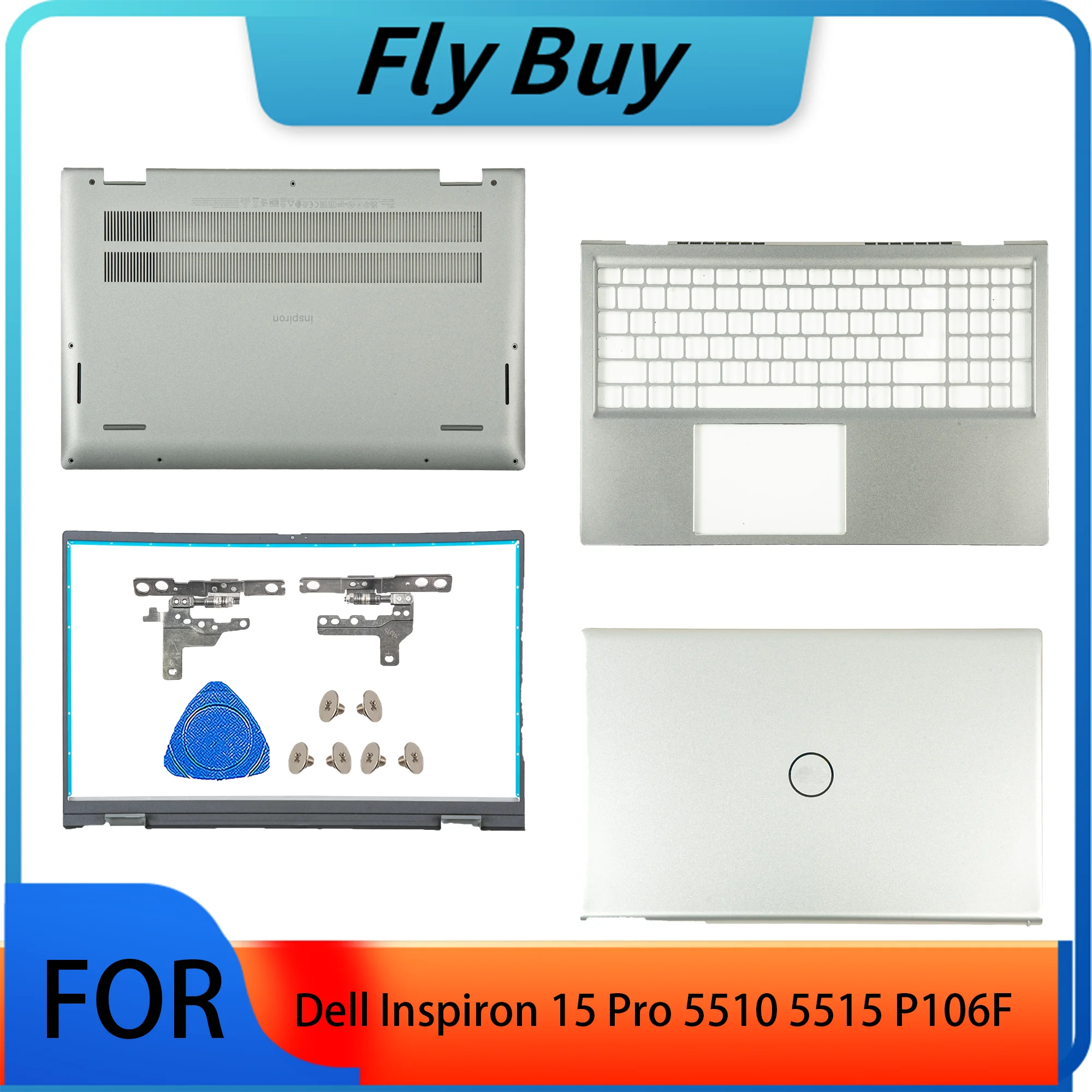 New Laptop Housing For Dell Inspiron 15 Pro 5510 5515 P106F Aluminium Front Bezel Palmrest Bottom Case Hinges LCD Back Cover