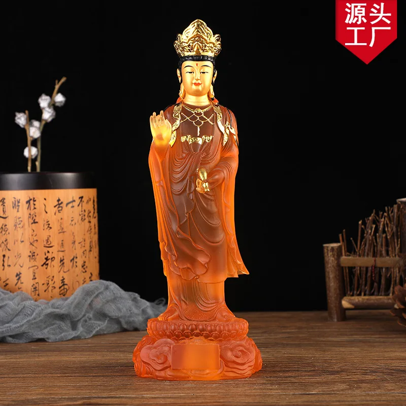 

Guanyin Bodhisattva stands like Guanyin water glazed resin home temple enshrined