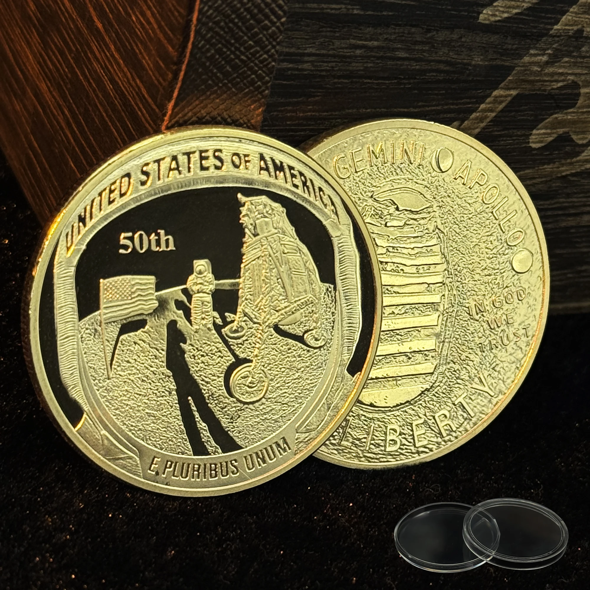 2019 أبولو مون الهبوط 50th الذكرى طبق الاصل عملة تذكارية الفضاء ميدالية تذكارية استكشاف الهدايا التذكارية القمرية