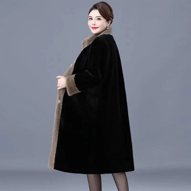 Mother Winter Jacket High-quality Soft Imitation Mink Fur Coat Noble Elegant Women Thicked Warm Long Parkas Female Fur Overcoat