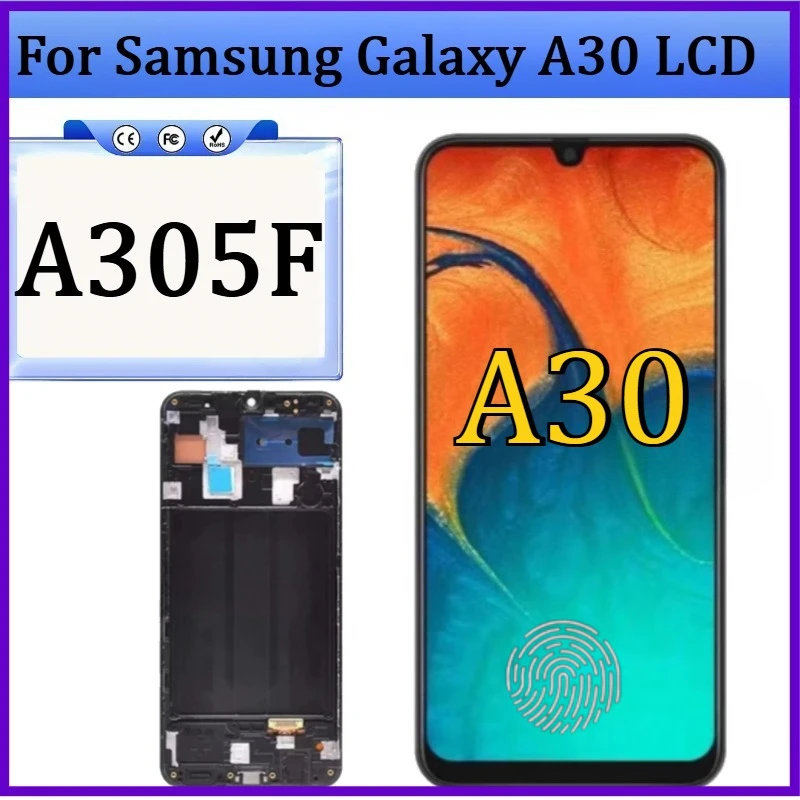 

New TFT/OLED Display for Samsung Galaxy A30 A305F LCD Display Touch Screen Digitizer Assembly with Frame