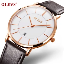 OLEVS orologio ultrasottile per uomo orologi da polso al quarzo di lusso Casual in vera pelle Design semplice orologi da uomo sottili movimento giapponese