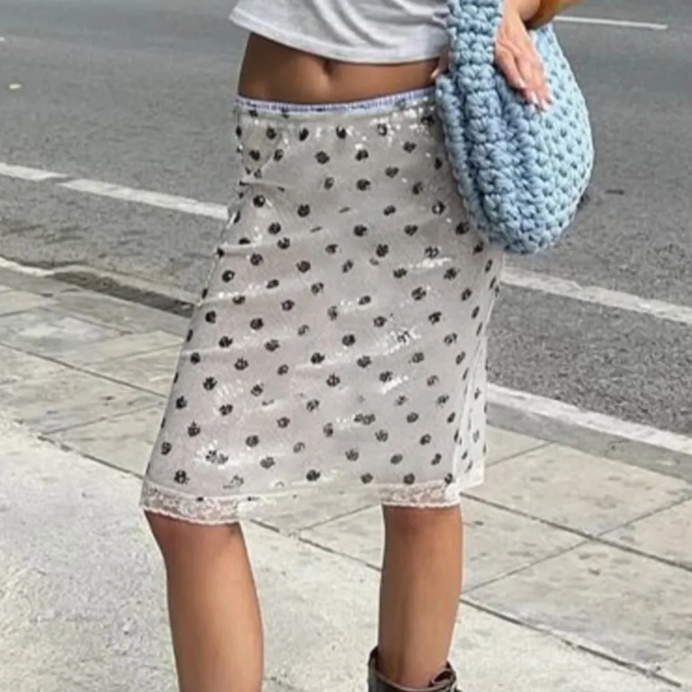 Fashionable Slim Skirt Spring Summer Retro Polka Dot Print Elegant Hot Girl Street Style Splicing Low Waist Party Straight Skirt
