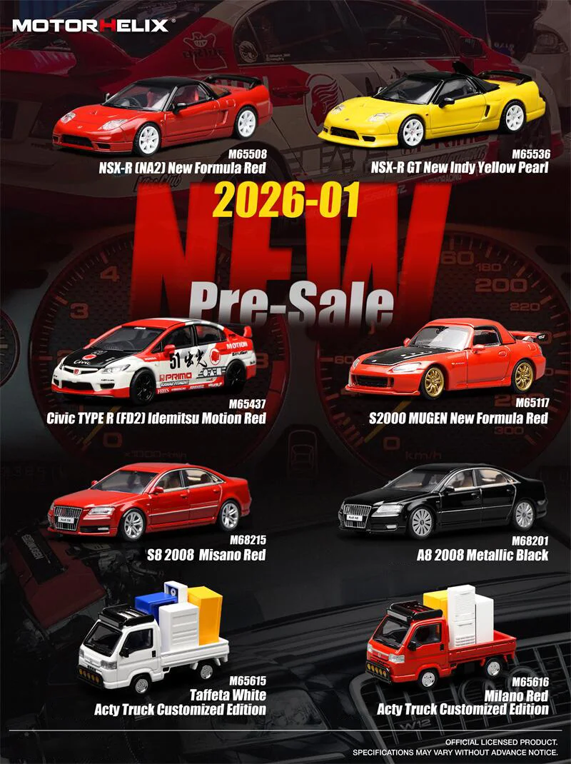

[PreSale] Motorhelix 1:64 8C Competizione 2008 Skyline R34 V-Spec ll R35 Track Edition S2000 J's Racing Diecast Model Car