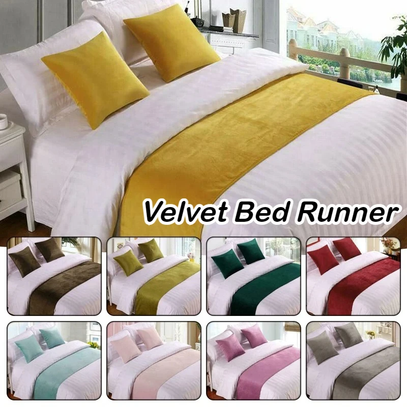 Europäischen Stil Samt Bett Läufer Werfen Home Hotel Dekoration Bett Flagge Hochzeit Schlafzimmer Bett Schwanz Handtuch Kissenbezug
