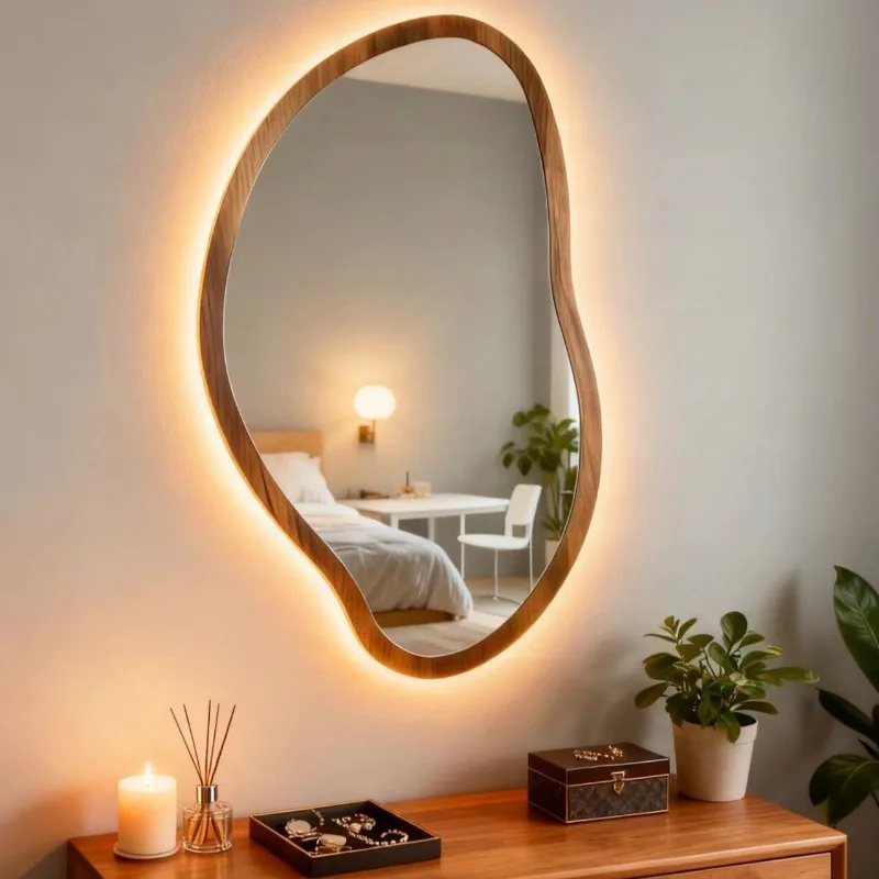 Xenomorph Light Mirror Modern Wall Vanity Girls Bedroom Luxury Men Big Bathroom Hanging Mirror Funky Espelhos Home Products