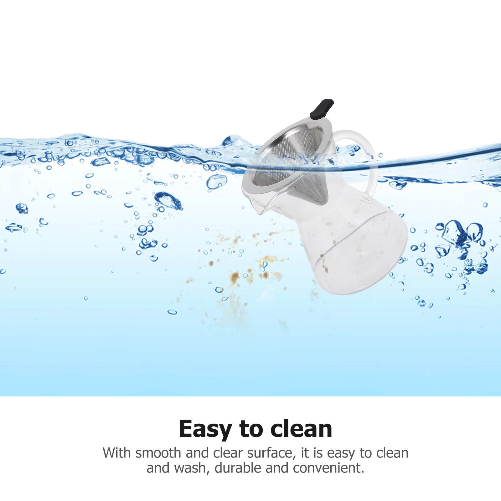 

1Set Glass Coffee Pot Stainless Steel Strainer Manual Brewer for Family Office Party Tea Cold Brew