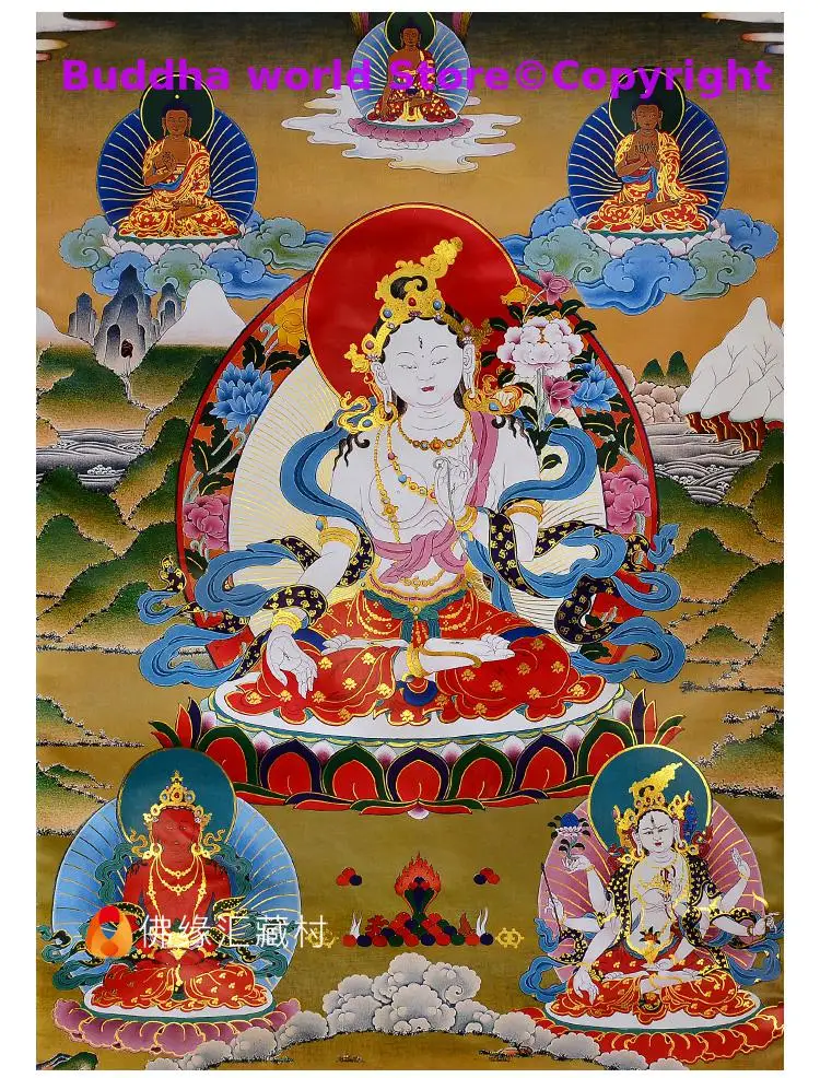 2025 Buddhist supplie HOME temple Efficacious protective talisman white tara GUANYIN buddha Altar Thang-ga Thangka painting