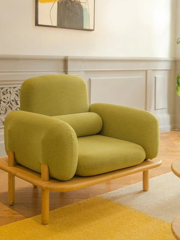 أريكة قماش مزيج من الخشب الصلب غرفة المعيشة المنزلية أريكة شقة صغيرة مفردة مزدوجة لثلاثة أشخاص على الطراز الصيني الشمالي #3