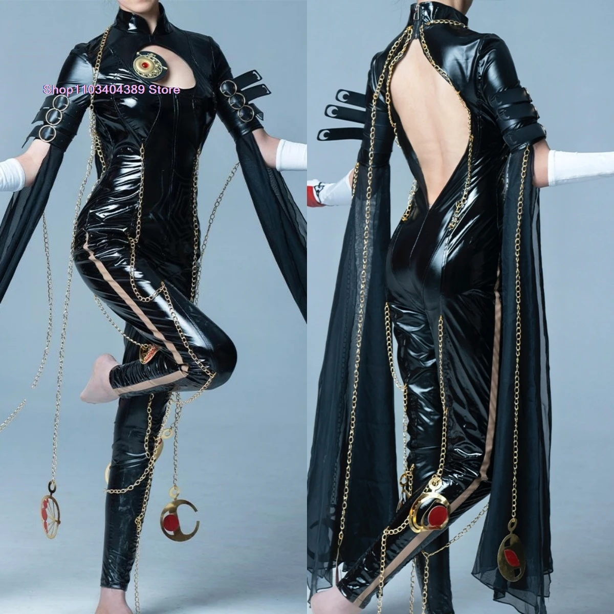 Bayonetta Cosplay Kostüm Body Frau Bayonetta Blaco Overall Halloween Kostüm mit Handschuhen Stirnband Bayoneta Cosplay Outfit