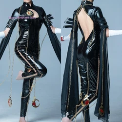 Bayonetta Cosplay Costume Bodysuit Woman Bayonetta Blaco Jumpsuit Halloween Costume with Gloves Headband Bayoneta Cosplay Outfit