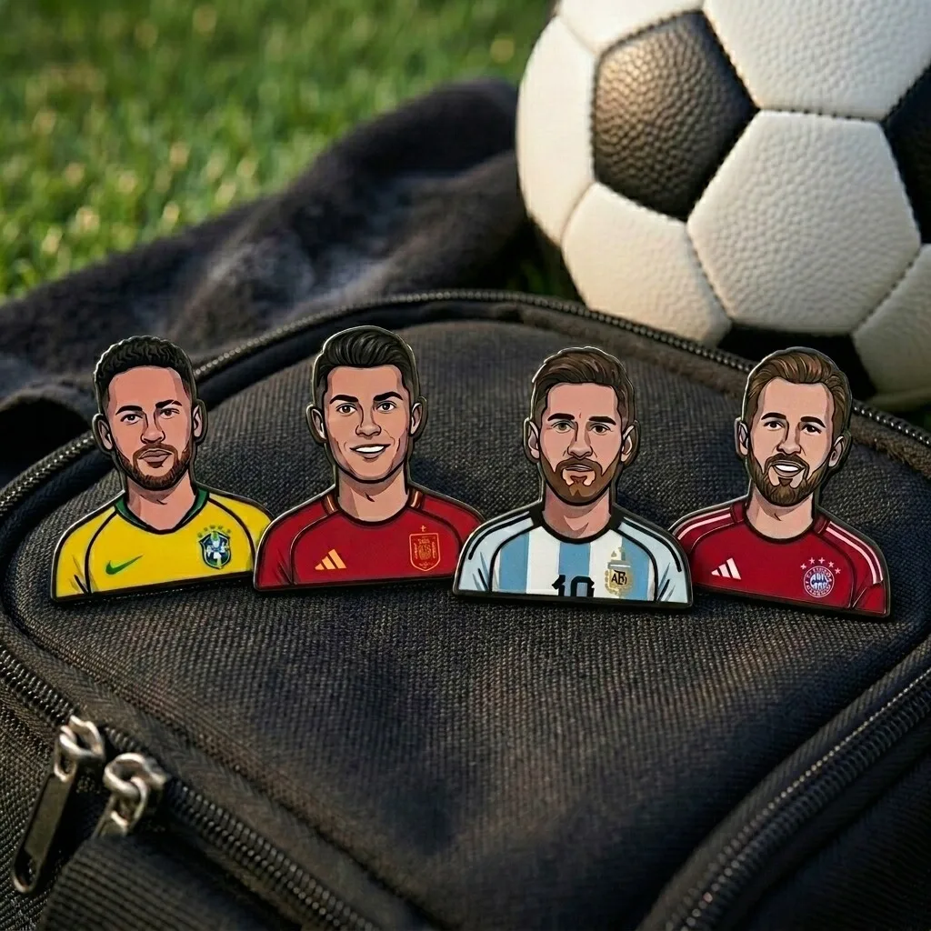 Football Star Metal Enamel Pin Badge Soccer Player Brooch Sport Collectible Lapel Pin Jacket Backpack Fan Gift Souvenir Keepsake view 2