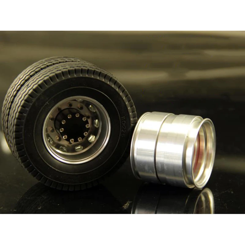 VGEBY 2 Pièces Pneus Arrière RC Avec Jantes Alliage Aluminium - Pour Camion Remorque 1/14