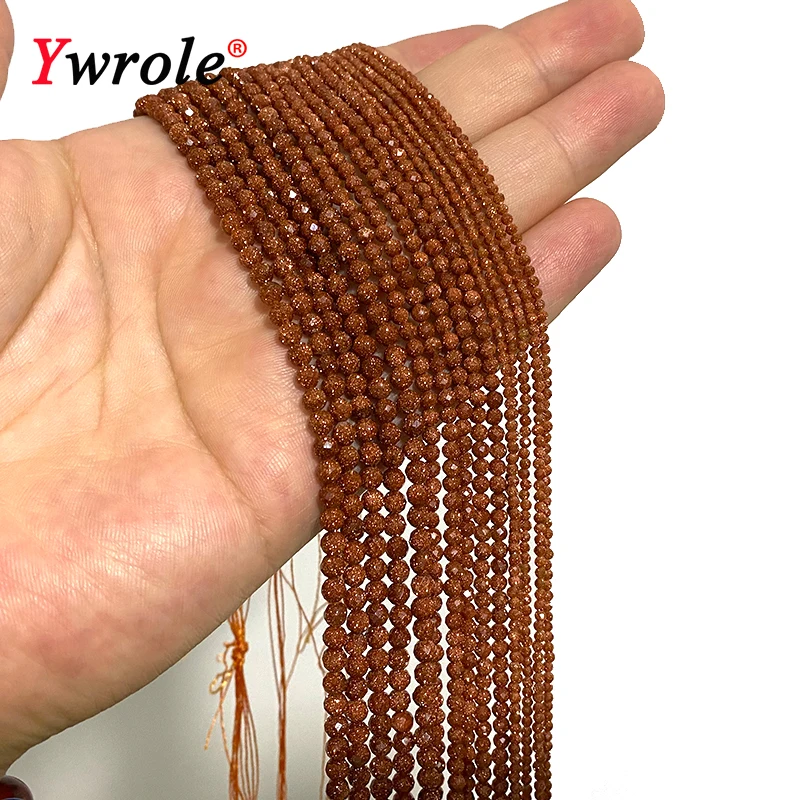 Natural Small Faceted Golden SandStone Beads Loose Round 2 3 4mm For Jewelry Making DIY Bracelet Earrings Accessories