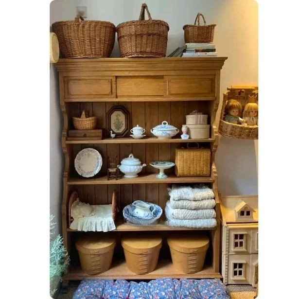 Retro Sideboard Storage Cabinet, Display Shelf for Bowls & Plates, Living Room Organizer & Bookcase for Photography Props
