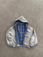 Mauroicardi Spring Oversized Reversible Hoodies Men Luxury Designer Clothing Hoodie with Plaid Lining Sweatshirt Streetwear 2025