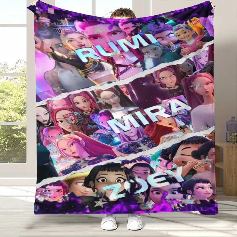 Kpop D-Demon H-Hunters Girl Cartoon Soft Flannel Throw Blanket,Cozy Warm Blanket for Bed,Sofa,Living Room,Picnic,Home Decor Gift