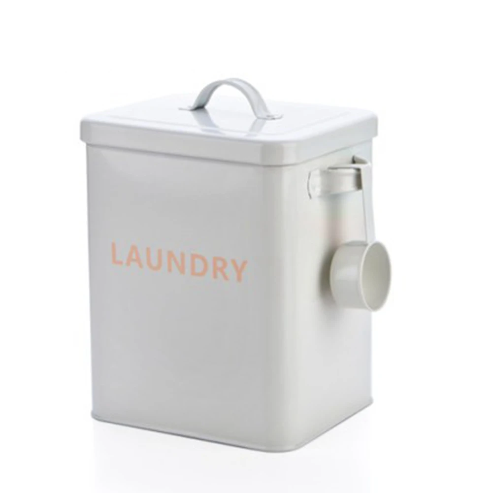 Laundry Powder Canister with Scoop Storage Bucket Sealed Rice Bucket Washing Powder Bucket Grain Storage Bucket,White