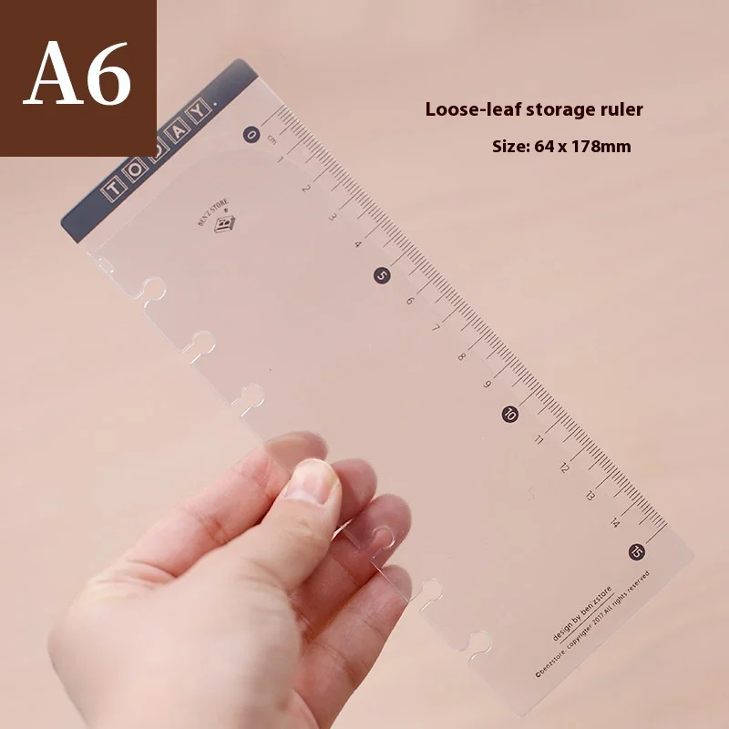 Transparent Pvc A7/A6/A5 Bookmarks 6 Holes Loose Leaf Notebooks Accessories Storage Bag Ruler Journal Planner Notebooks Supplies