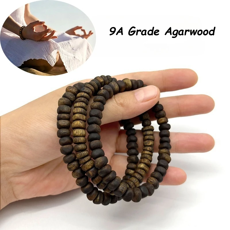 Agarwood Prayer Rosary Bracelet，Arabian Luxury Incense Scent Oudh Wood Prayer Bead Bracelets for Purifying Soul Yoga Meditation