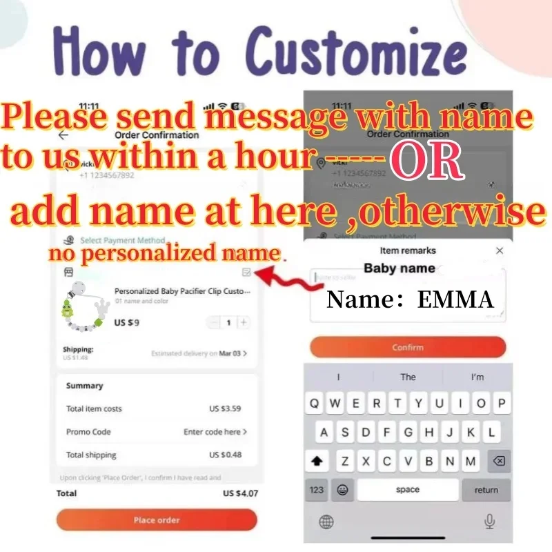 การ์ตูนเด็ก Pacifier คลิปโซ่ที่กําหนดเองชื่อภาษาอังกฤษลูกปัด Teether ของเล่น Dummy Holder