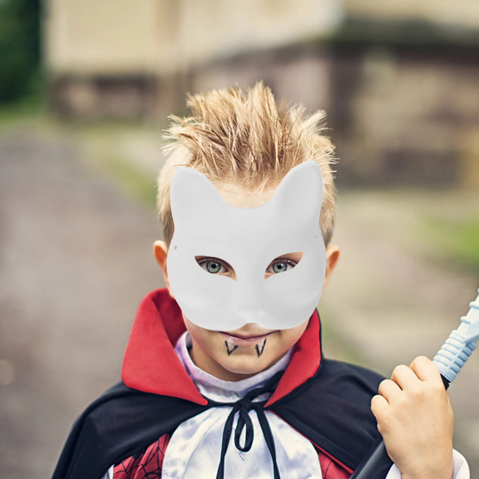 6Pcs Paintable Blank Masks Paper Pulp Cat Fox Animal DIY Masks for Halloween Party Cosplay Dress Up Masquerade