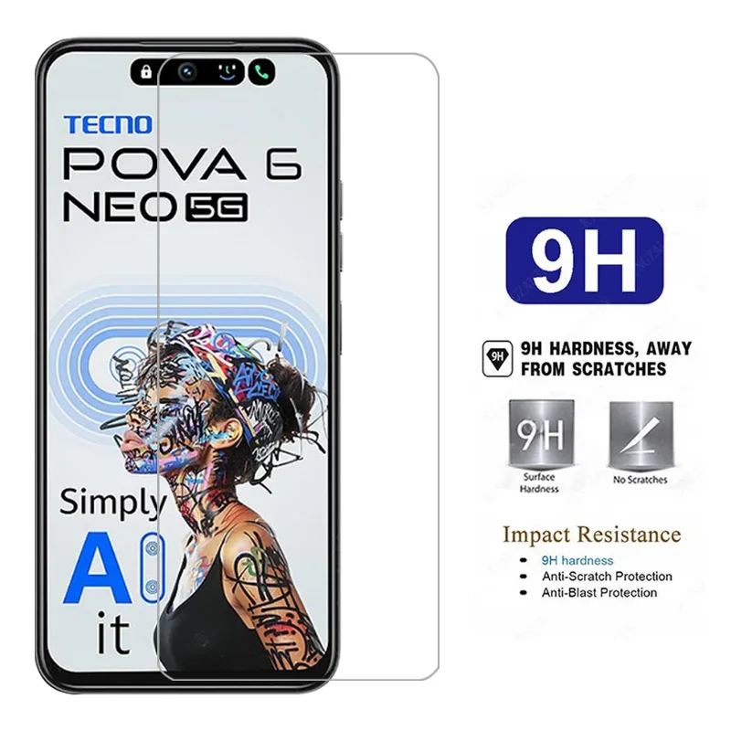 กระจกกันกระแทกสำหรับ tecno pova 6 NEO 4g 5g ฟิล์มโทรศัพท์ pova6neo 6neo pova6เทคโน