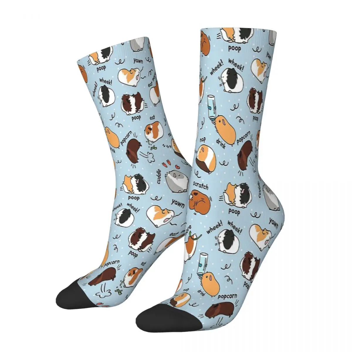 Calcetines con estampado de conejillo de indias para hombre y mujer, medias de verano de animales, diario para hacer lista, fondo azul, Cavia