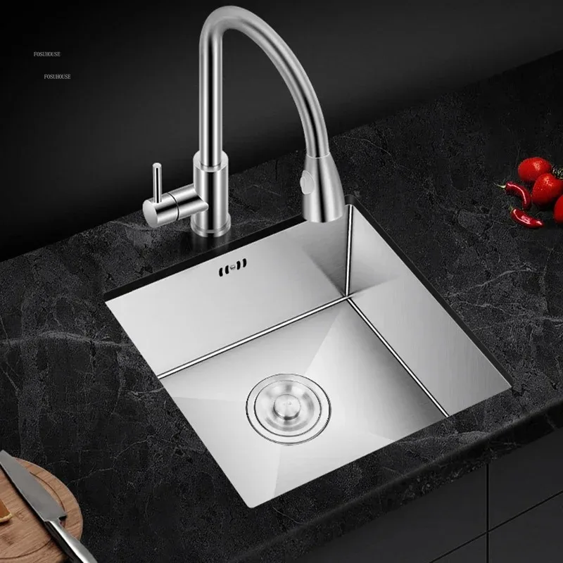 فتحة واحدة الفولاذ المقاوم للصدأ أحواض المطبخ المنزل بار حوض غسيل صغير حوض غسيل يدوي تحت حوض اكسسوارات المطبخ P #3