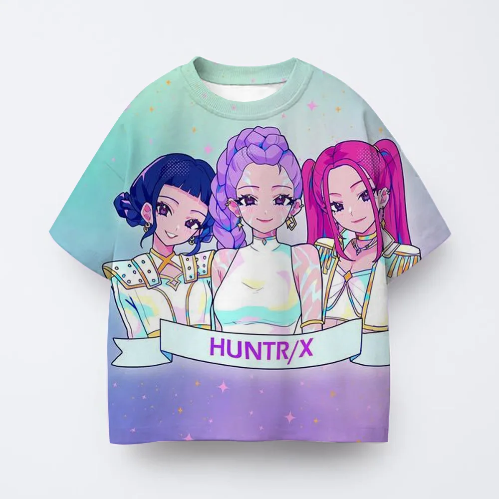 Camiseta de Anime Kpop, grupo de caza de brujas, camiseta con estampado 3D para niños, camiseta informal de moda de dibujos animados, ropa para niñas y niños