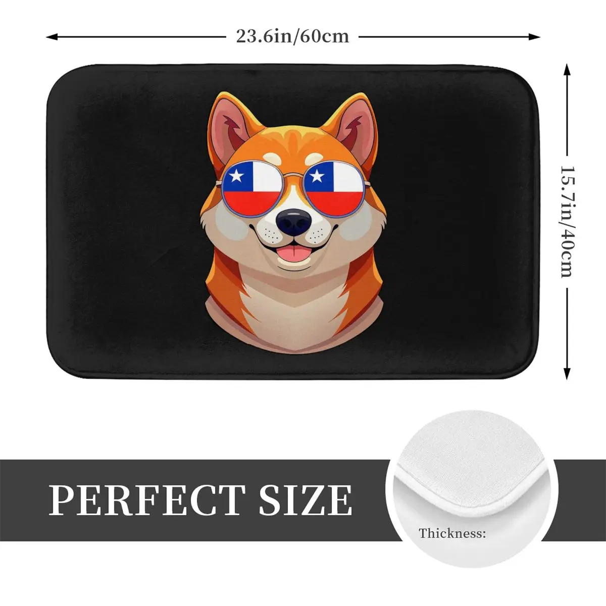 Patriotic Shiba Inu Chilean Flag Anti-slip Doormat Floor Mat Washable Carpet Rug for Kitchen Entrance Home Bedroom Footpad Mats