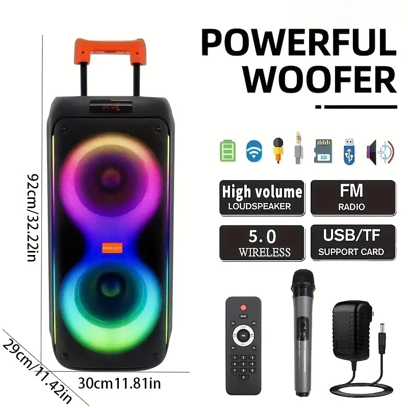 مكبر صوت M17 80W محمول عالي الجودة للحفلات BT مع إضاءة RGB LED لاستخدام المسرح المنزلي