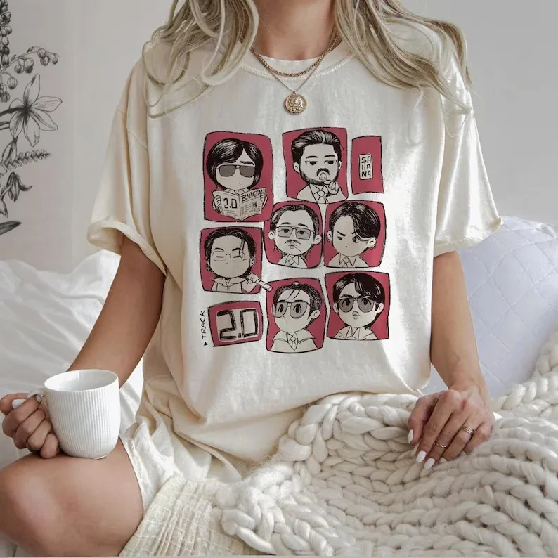 Camiseta de Personagem Versão Q do Kpop Coreano 2026 Summer Kpo P, 100% Algodão, Unissex, de Alta Qualidade, Moda Y2K para Homens e Mulheres