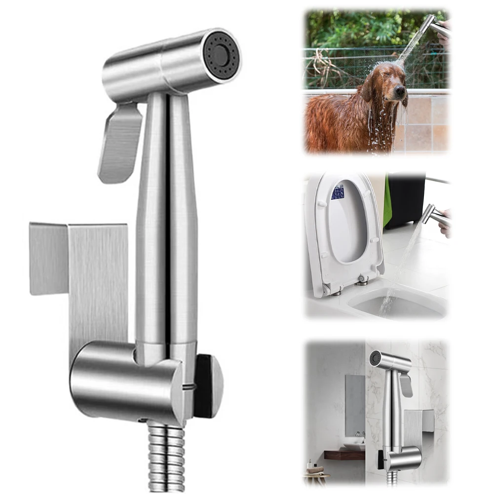 

Portable Toilet Sprayer Gun Wear Resist Wash Bidet Faucet Spray with 2 Way Diverter & Hose for Personal Hygiene and Pet Bathing