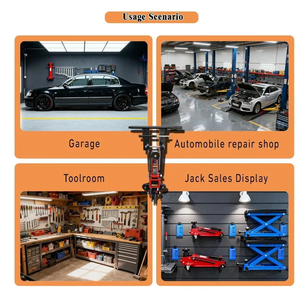 

Сверхмощный стальной держатель для домкрата, настенный кронштейн, дизайн с двойным крючком для автомобиля, грузовика, структура организации гаража ﻿