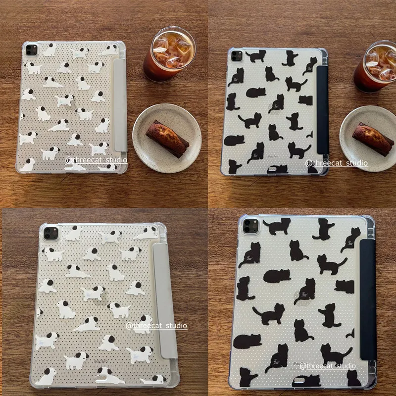 Simple Polka Dot Puppy KitteCase 3+Y Fold For Samsung Tab S8 S9 S11 FE S6 Lite Tablet Case 10S11 S8+ S6Lite A7 8 English Case