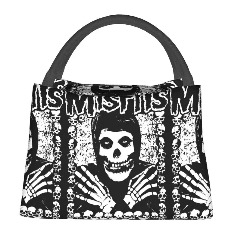 Custom Punk Rock Band Misfits Lunch Bags Women Cooler Thermal Insulated Lunch Box for Picnic Camping Work Travel