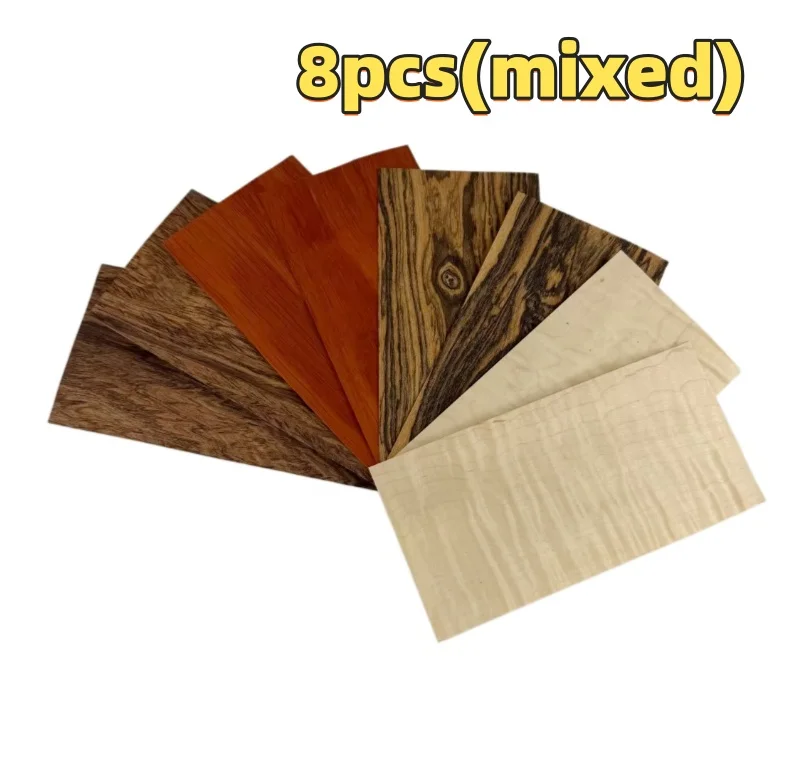 

0.5mm Thick Natural Wood Veneer Pack, Mixed Wood Species Assortment for Instrument Inlay and Marquetry, Size 20x10cm.