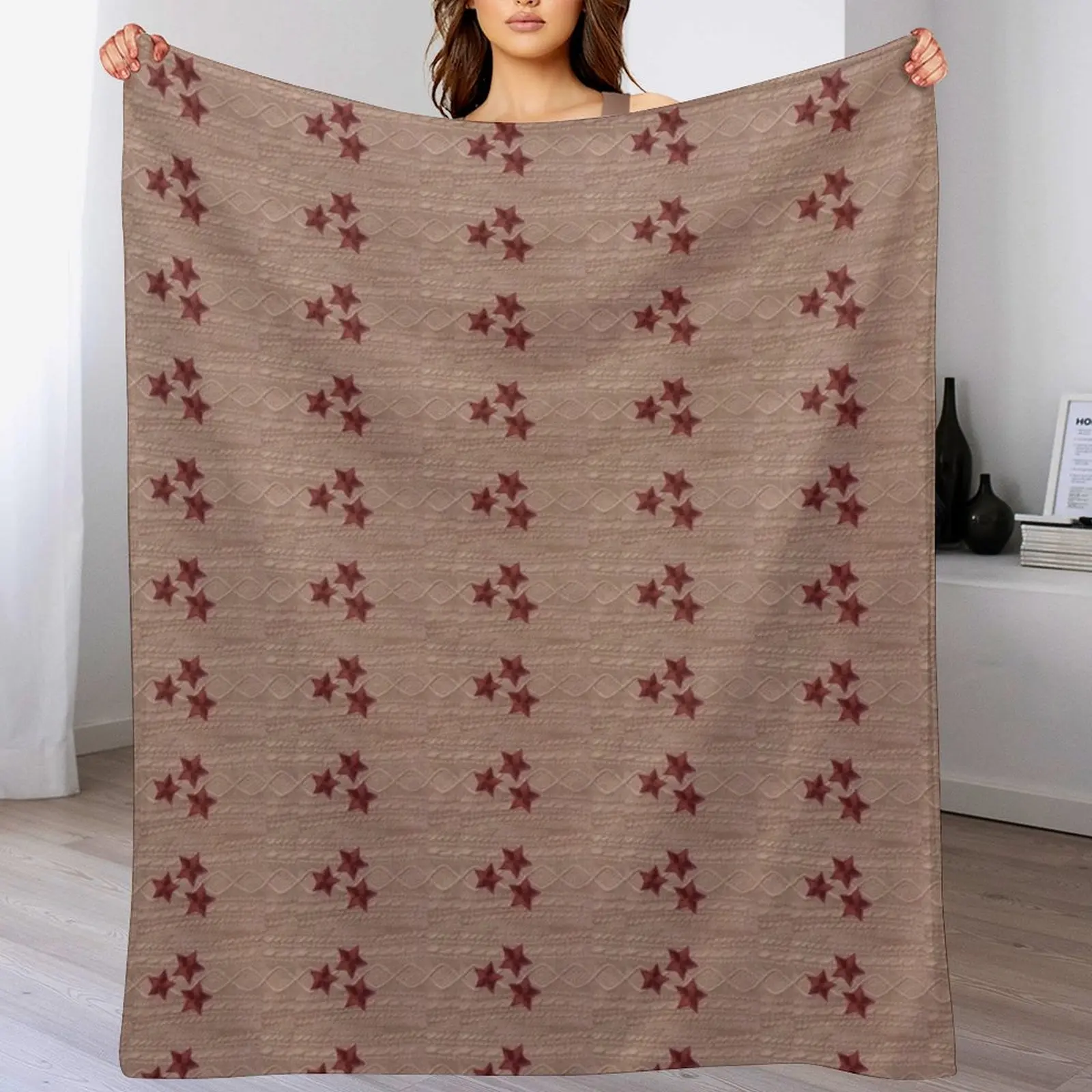 

Red cardigan star (Printed Image - Not Real Knit) Throw Blanket Faux Fur Soft Warm Blanket for Bed